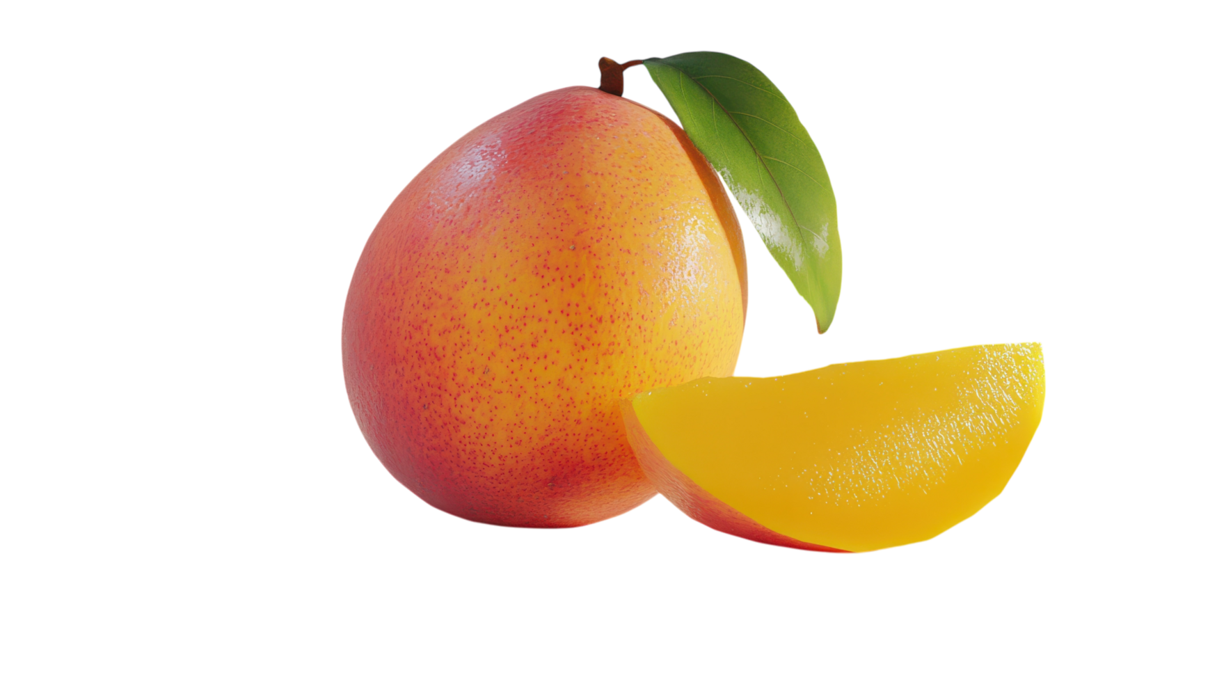 Fresh Mango with a Perfectly Cut Slice Adjacent, Ideal for Culinary Presentations and Health Inspiration. png