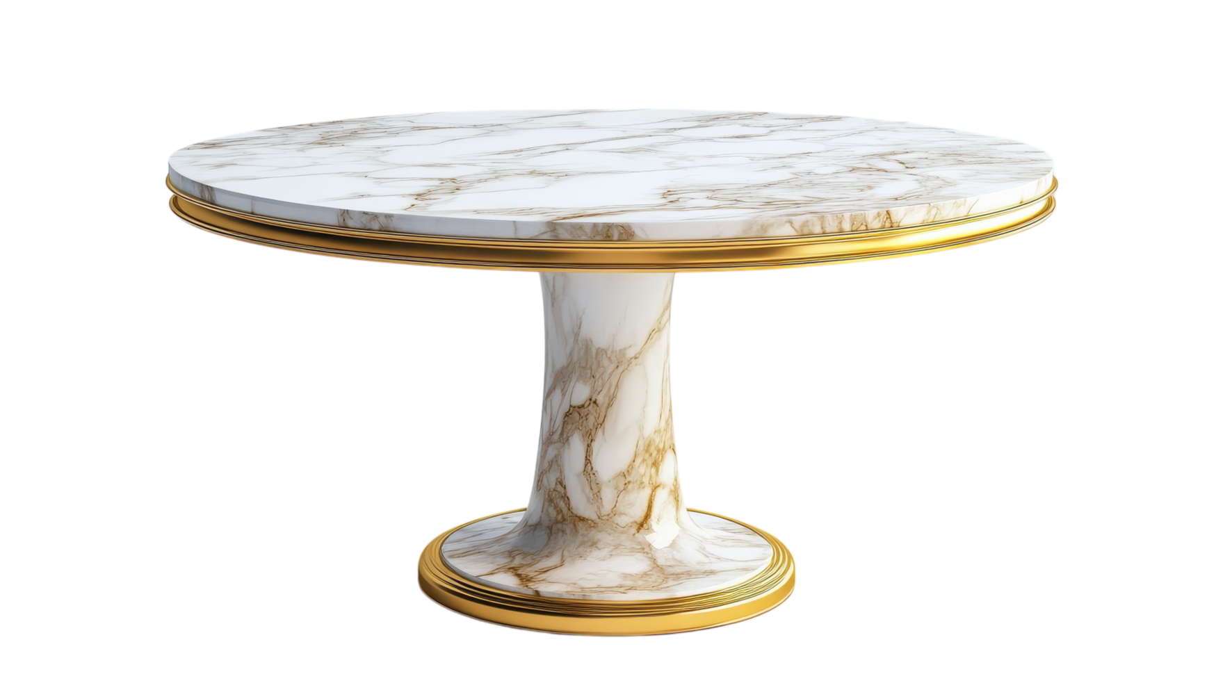 Elegant Marble Dining Table with Gold Accents Perfect for Upscale Interior Decor and Stylish Gatherings. png