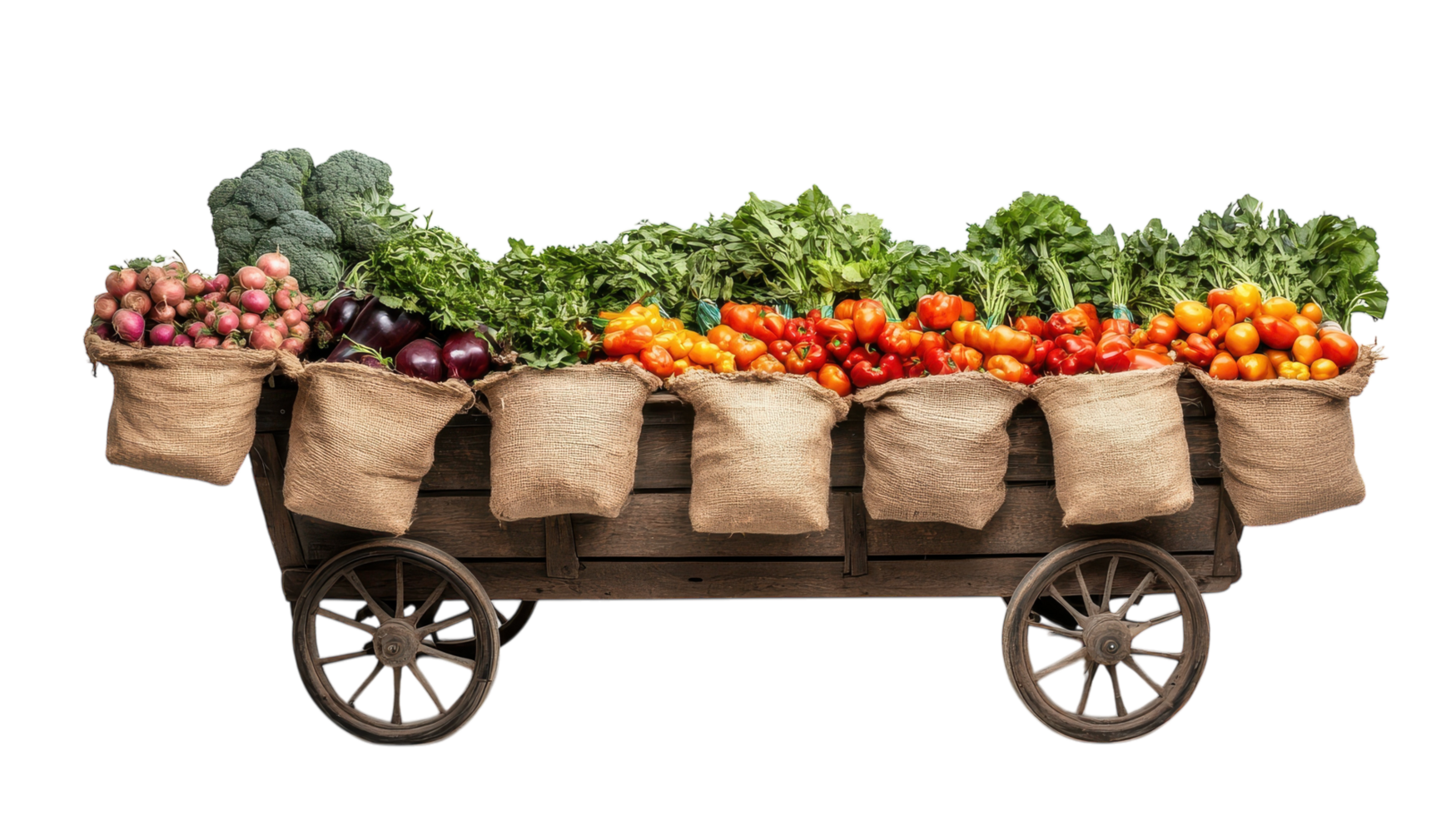 A Vibrant Market Cart Loaded with Fresh Vegetables Perfect for Health-Conscious Consumers and Culinary Enthusiasts. png