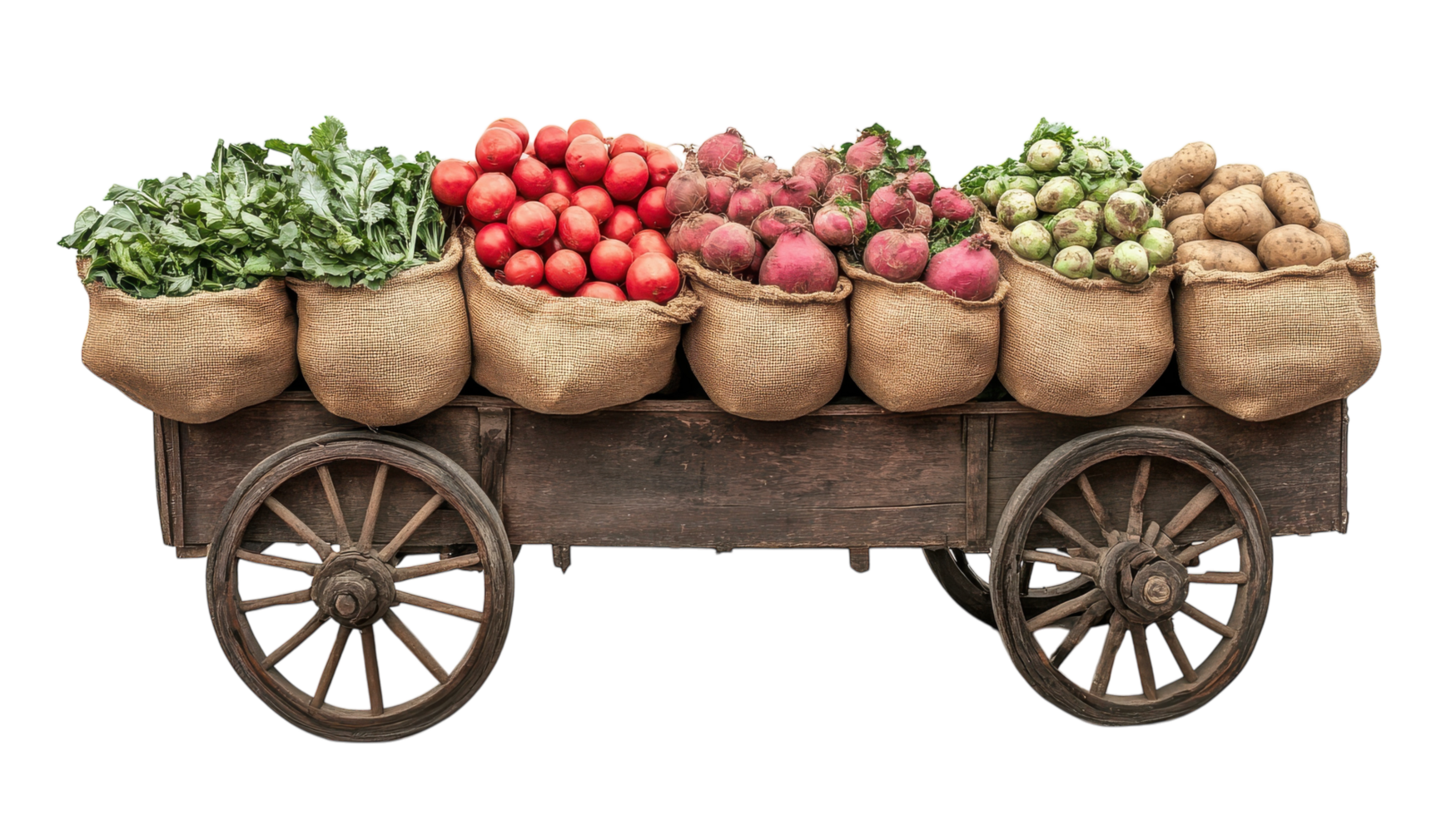 A wagon full of vegetables and fruits png
