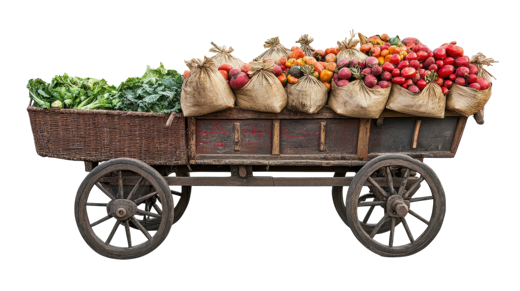 A Vibrant Market Cart Overflowing with Fresh, Organic Vegetables Perfect for Healthy Meal Preparation and Culinary Enthusiasts. png