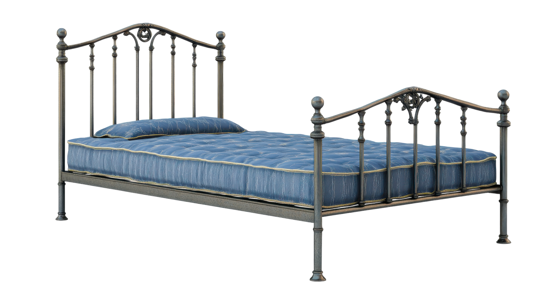 Stylish Metal Frame Bed with Comfortable Mattress Ideal for Modern Bedrooms and Guest Rooms Featuring a Sleek Design Perfect for Any Decor. png