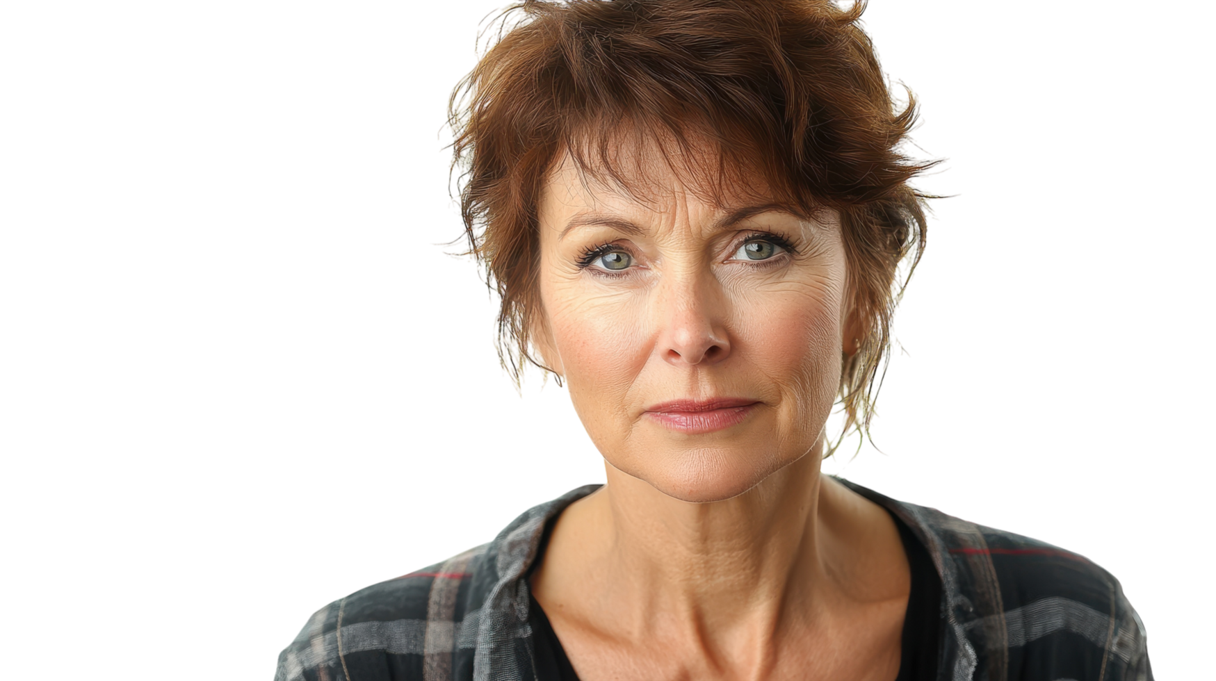 A Middle Aged Woman with a Full Face of Concealer Perfect for Skincare and Makeup Tutorials. png