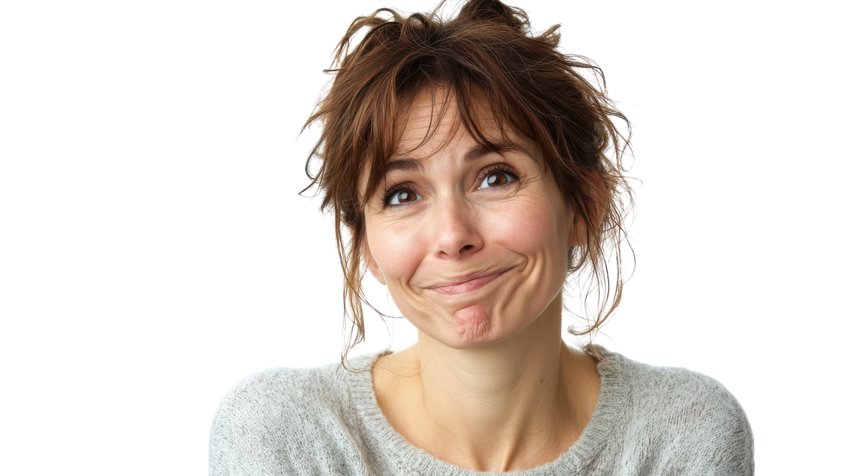 Captivating Portrait of a Middle Aged Woman Displaying a Series of Emotions that Reflect Inner Strength and Resilience in Everyday Life. png