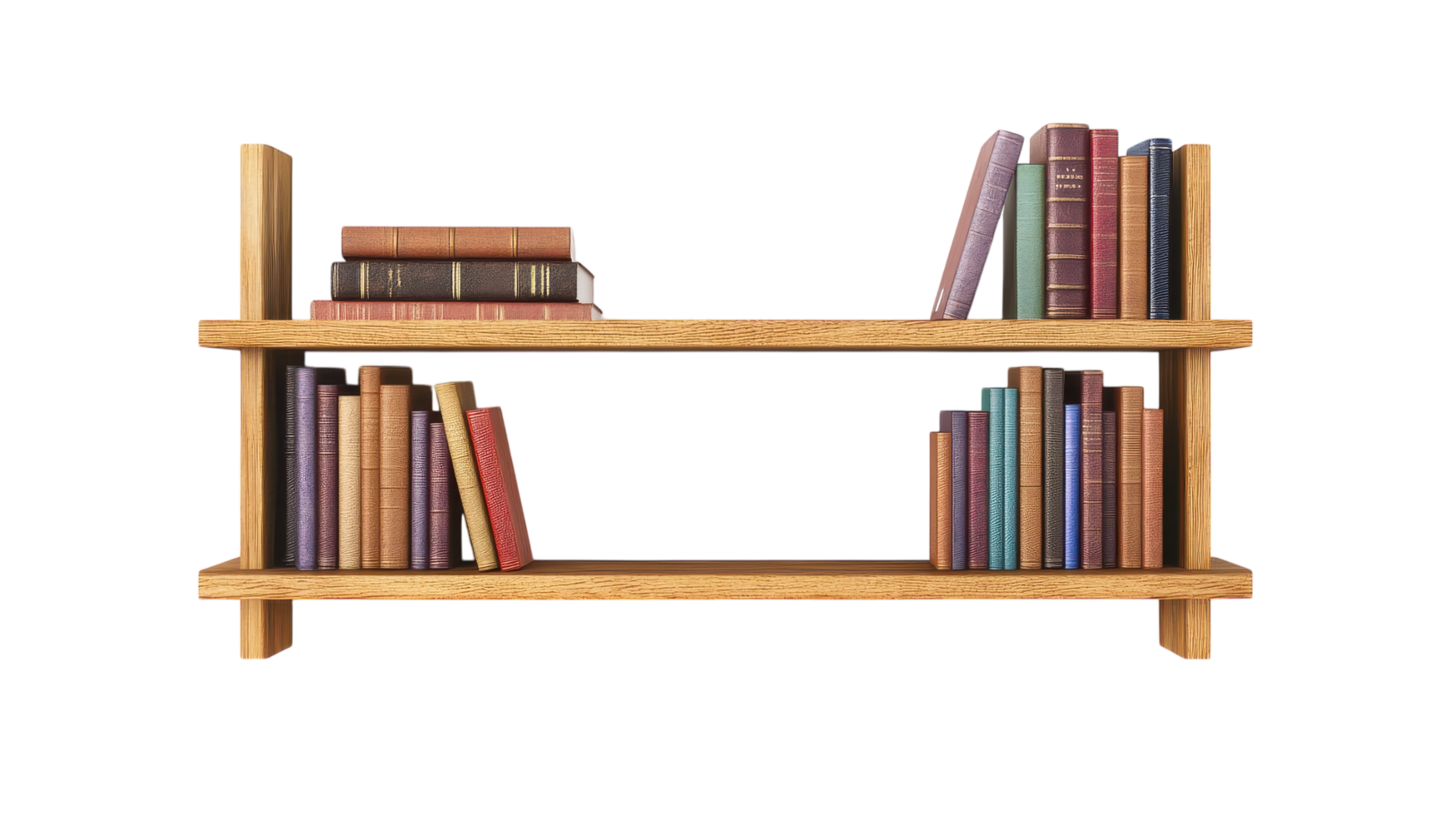 A Minimalistic Bookshelf Set Against an Isolated White Background, Perfect for Modern Home Decor Inspiration and Aesthetic Design Projects. png