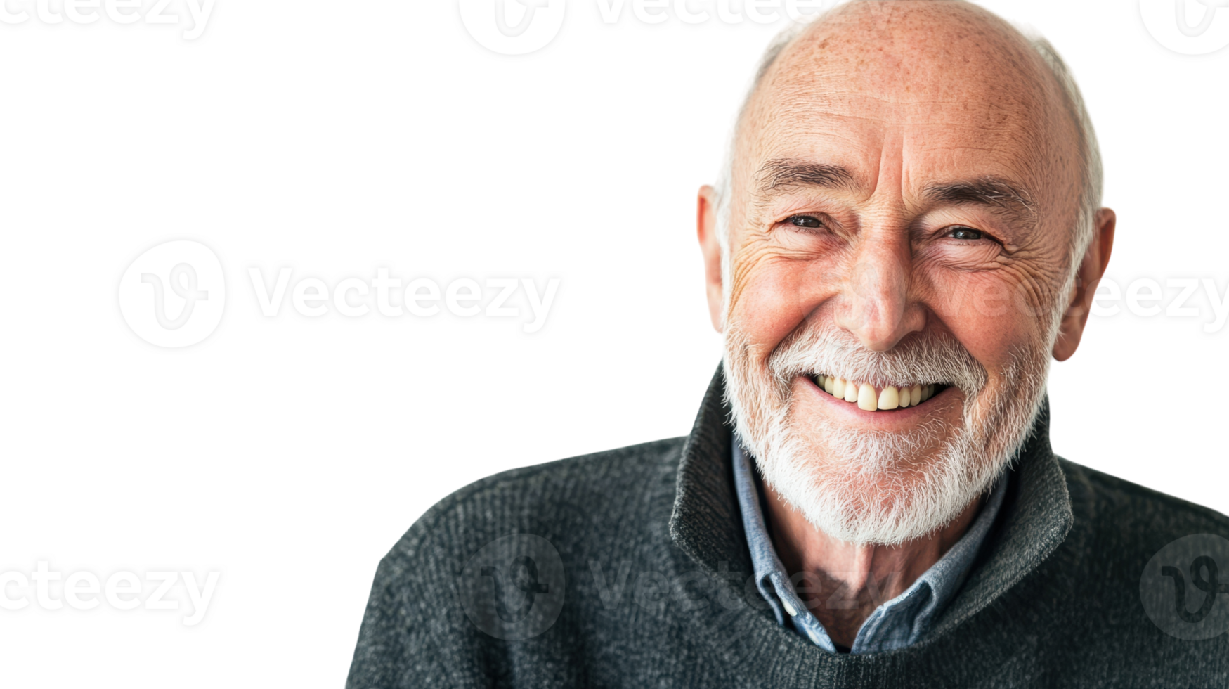 A Joyful Senior Man with a Grin Perfect for Wellness and Happiness Campaigns, Highlighting the Beauty of Aging and Positivity in Life.. png