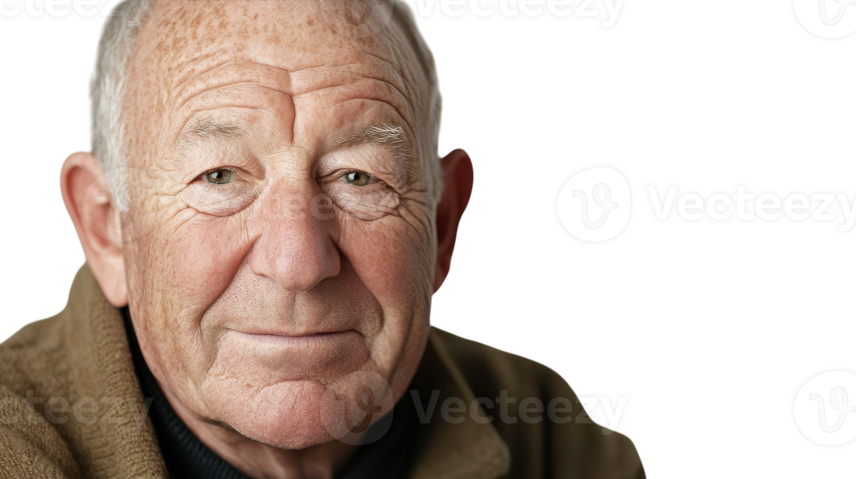 A Close-Up Portrait of a Senior Man Displaying a Look of Contentment and Peace That's Perfect for Promoting Senior Wellness and Happiness. png