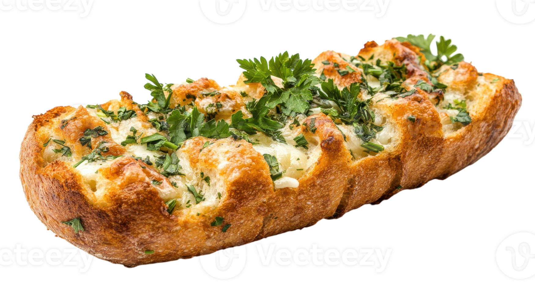 Delicious and Aromatic Garlic Bread Topped with Fresh Herbs Perfect for Serving as an Appetizer or Side Dish with Your Favorite Italian Meal. png