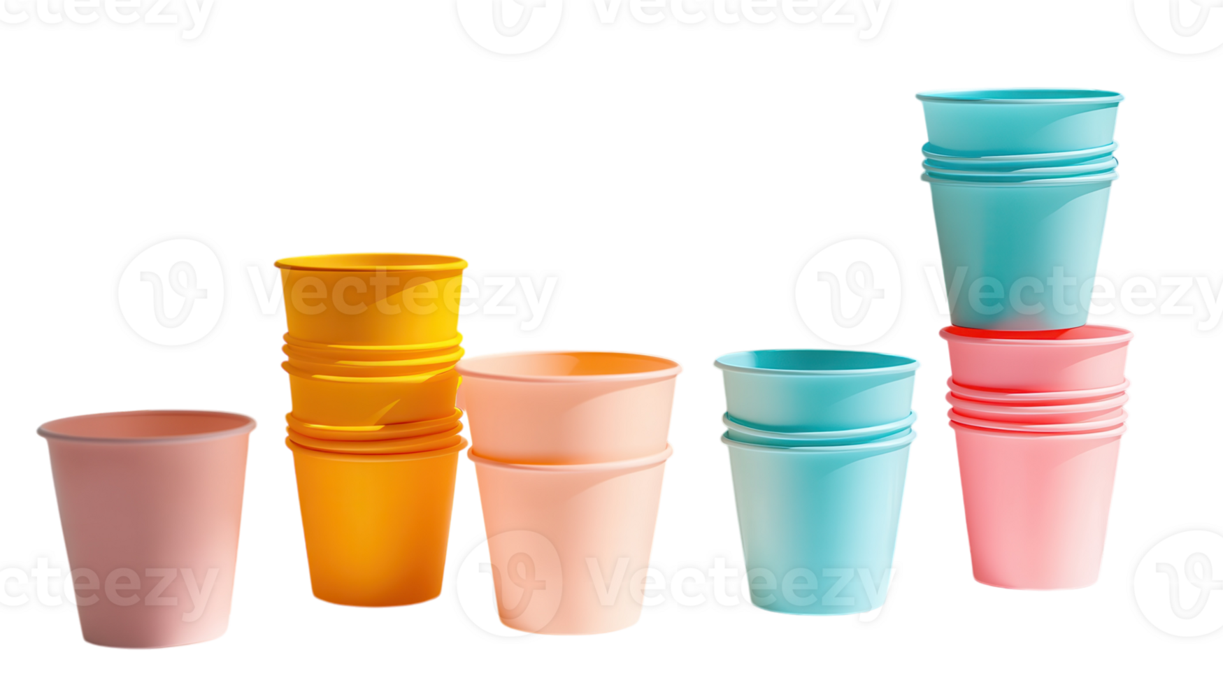 Colorful Plastic Cups Ideal for Festive Parties and Celebrations, Perfect for Serving Drinks with Style and Fun. png