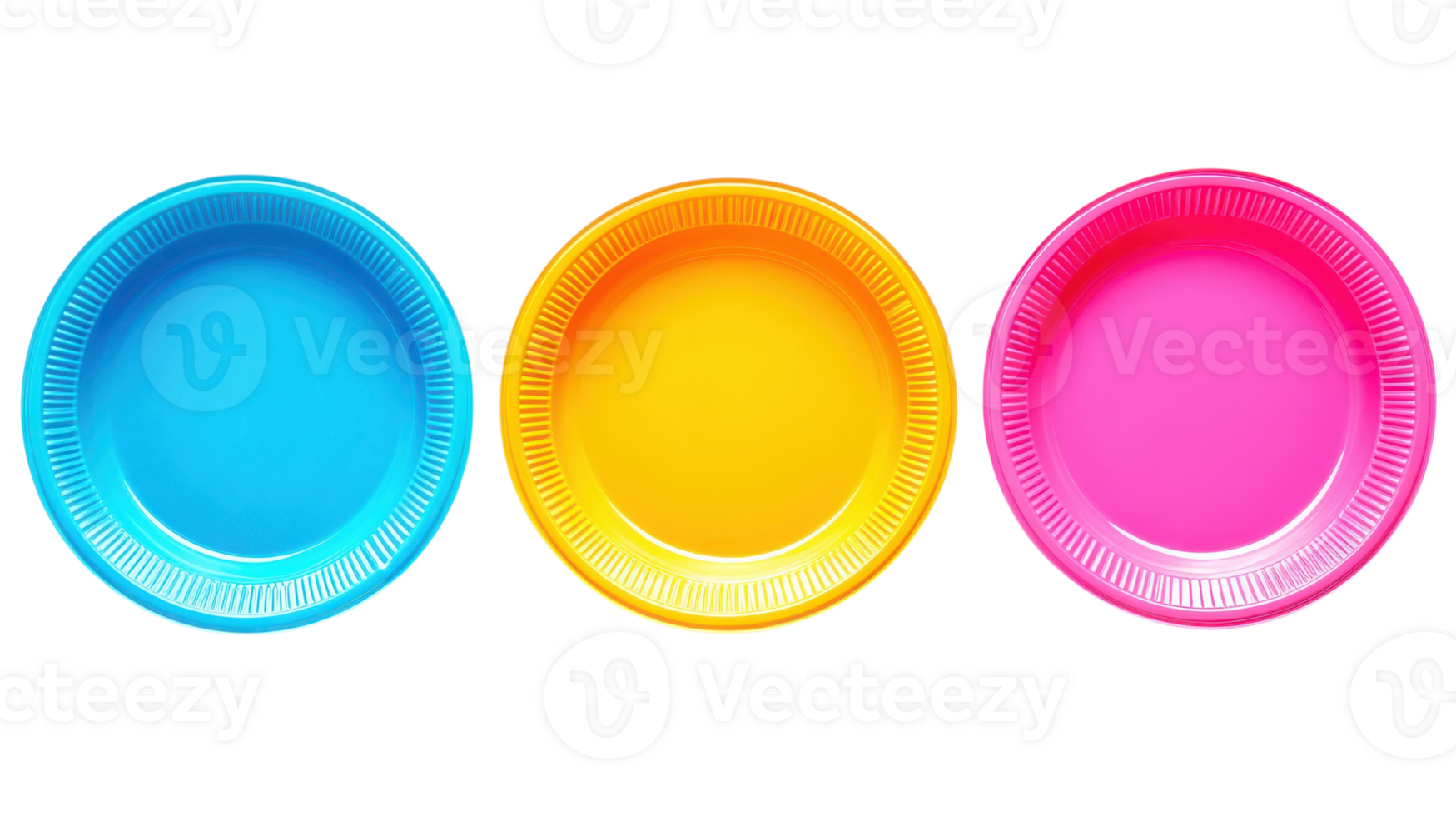 A Vibrant Set of Colorful Plastic Plates Perfect for Outdoor Picnics, Barbecues, and Family Gatherings, Adding Joyful Aesthetics to Your Dining Experience. png