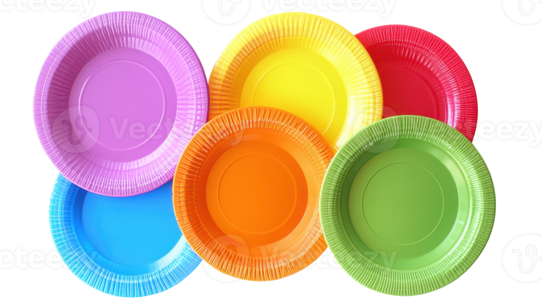 A Vibrant Set of Colorful Plastic Plates Perfect for Outdoor Dining, Picnics, and Barbecues, Adding Fun and Style to Your Meal Presentation. png