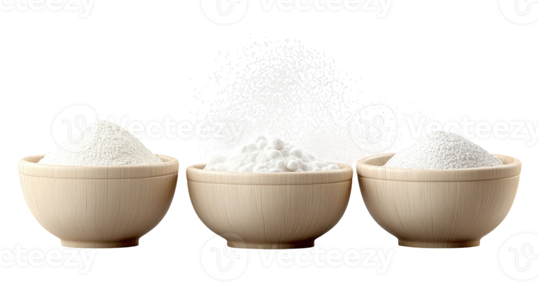 A Beautiful Set of Nesting Bowls Perfect for Baking and Serving, Featuring a Dusting of Flour for Culinary Inspiration. png