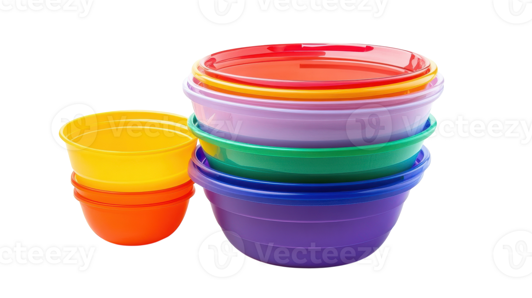 Versatile Set of Plastic Nesting Bowls in Various Sizes Perfect for Food Preparation, Serving, and Storage. png
