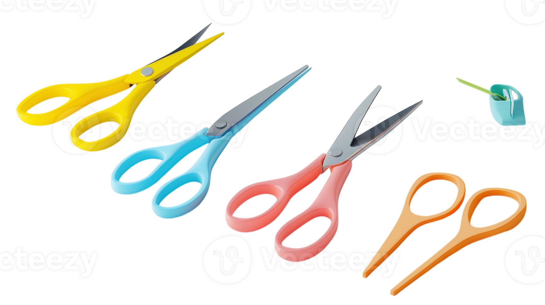 A Beautiful Arrangement of Scissors and a Paperclip on a White Background for Office Supplies and Stationery Design Projects. png