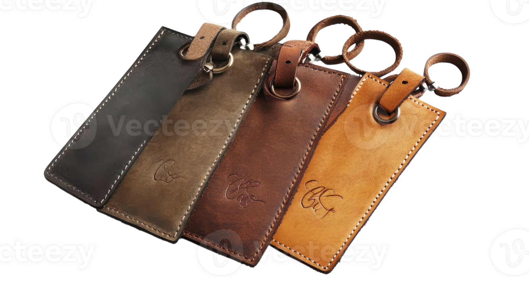 A Stylish Set of Three Leather Luggage Tags Featuring Embossed Designs for Personalized Travel Experience and Enhanced Organization. png
