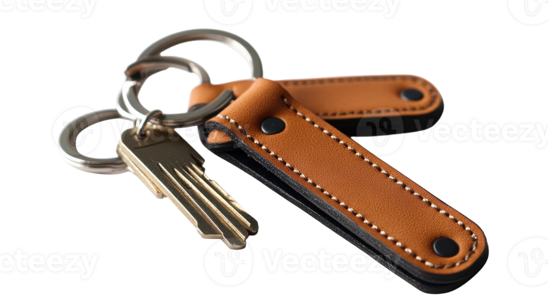 A Stylish Set of Two Minimalist Leather Keychains Perfect for Organizing Your Keys and Adding a Touch of Elegance to Your Everyday Accessories. png
