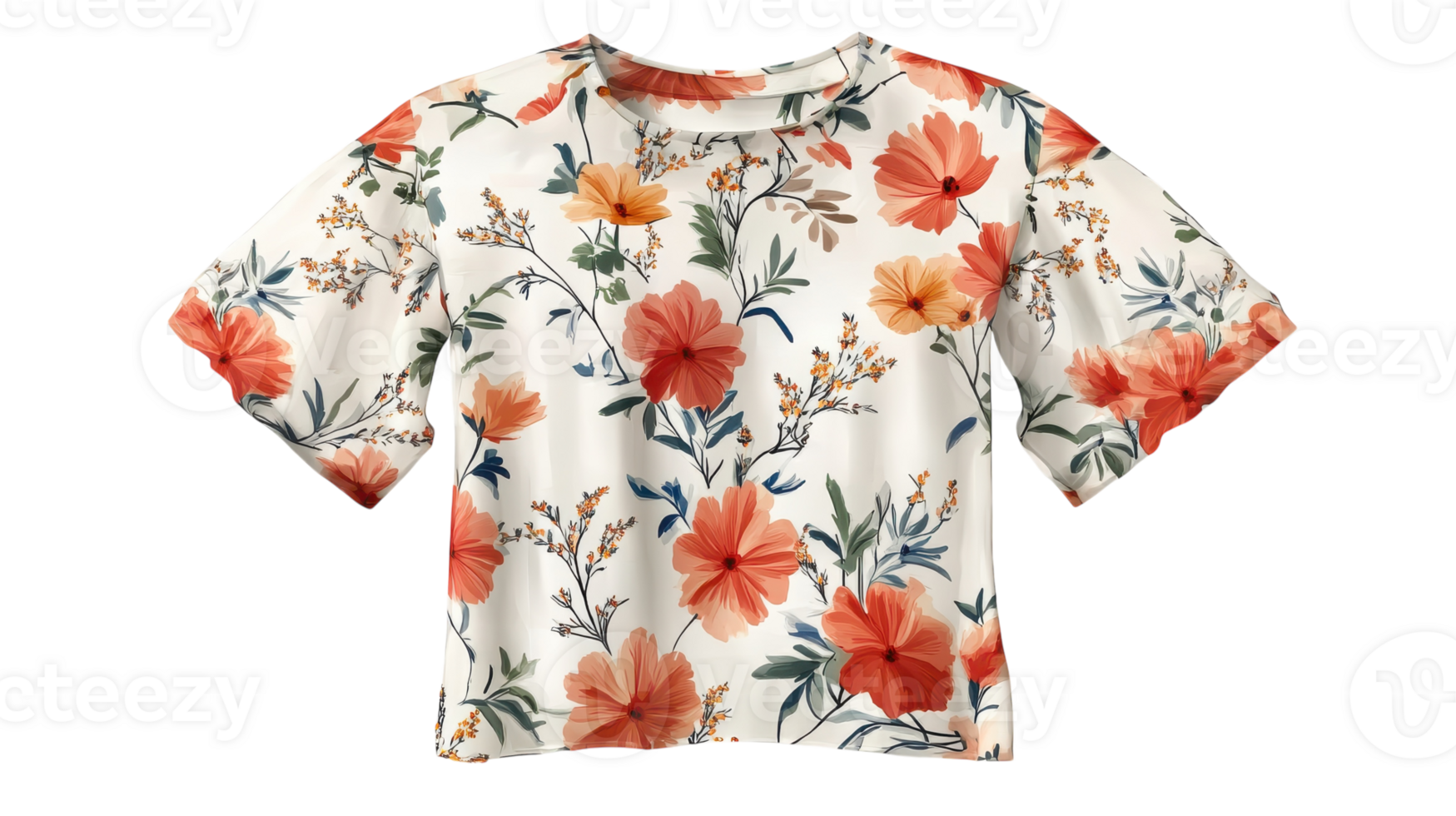 Stylish and Comfortable Short Sleeve Floral Blouse Perfect for Casual Outings and Summer Events. png