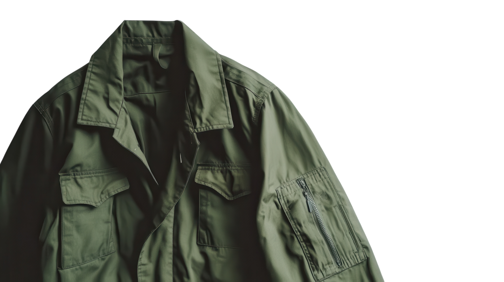 A military jacket is shown against a black background png