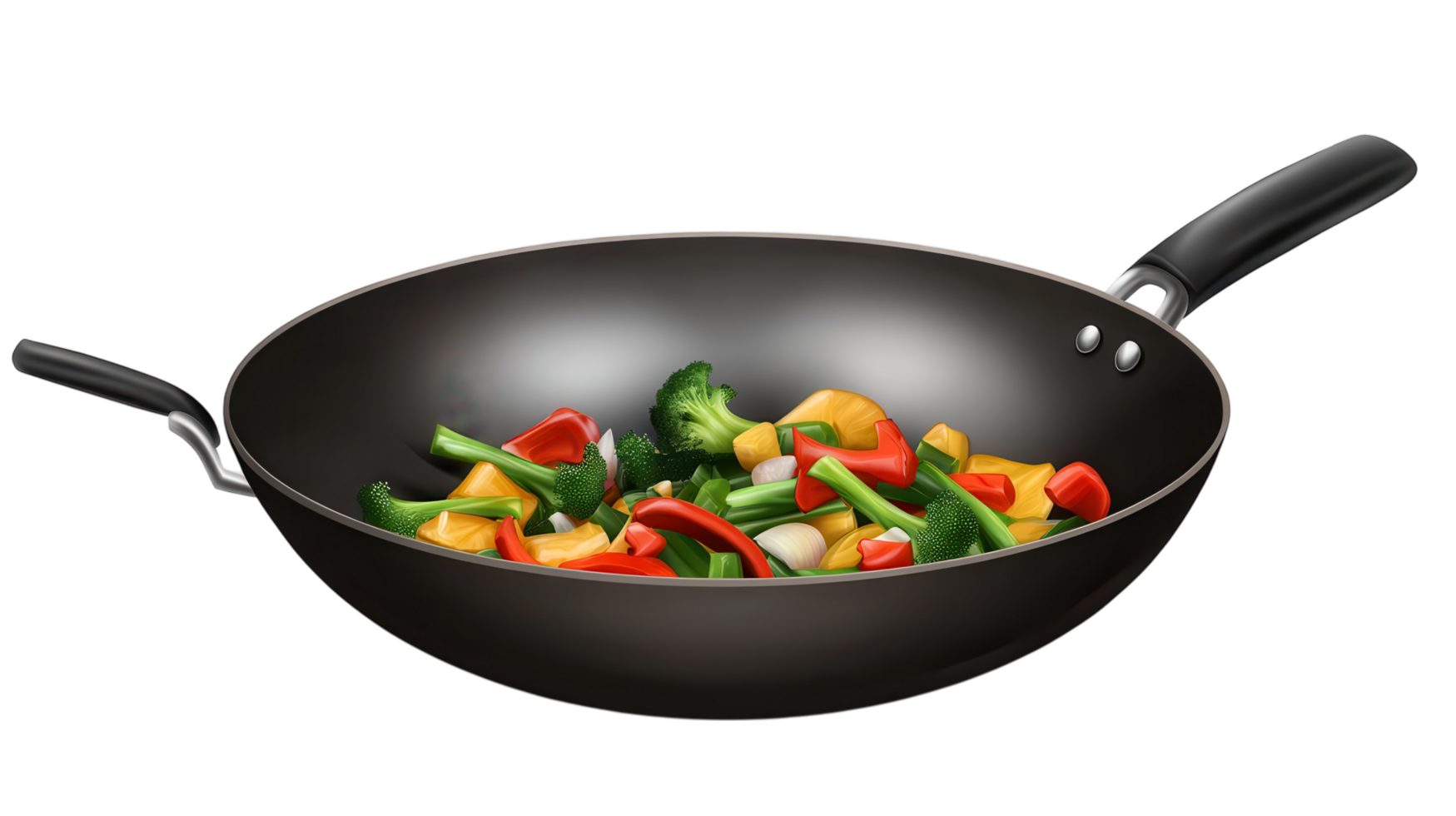 A wok with vegetables in it png