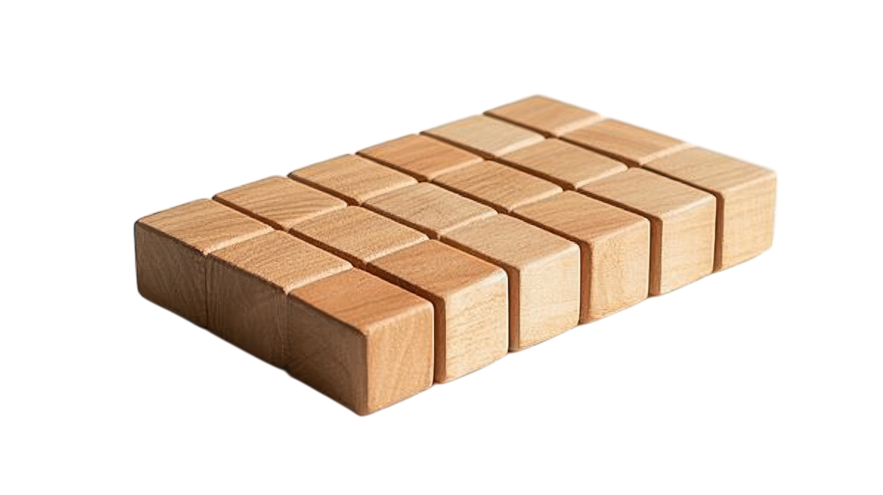 A wooden cube with four squares on it png