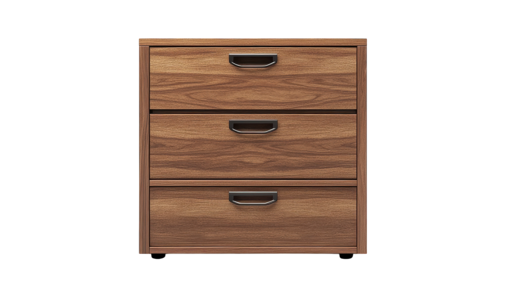 A wooden filing cabinet with three drawers png
