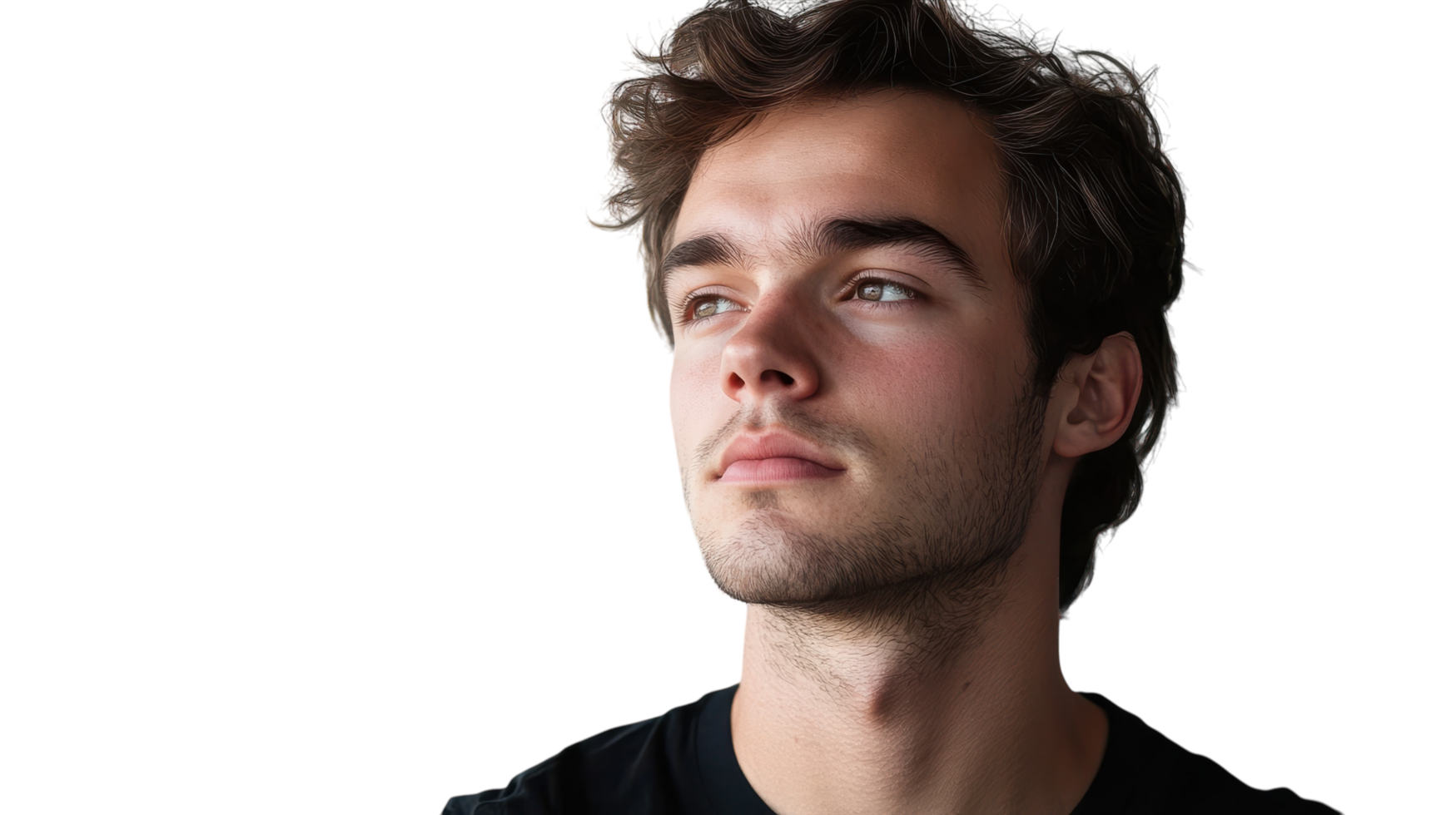 A man with brown hair and a black shirt png