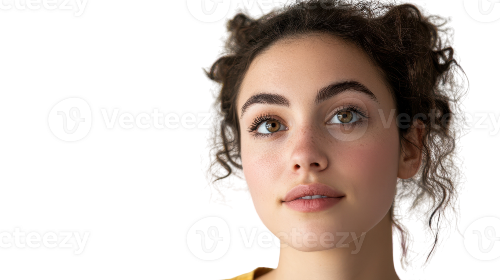 A woman with curly hair and a yellow shirt png