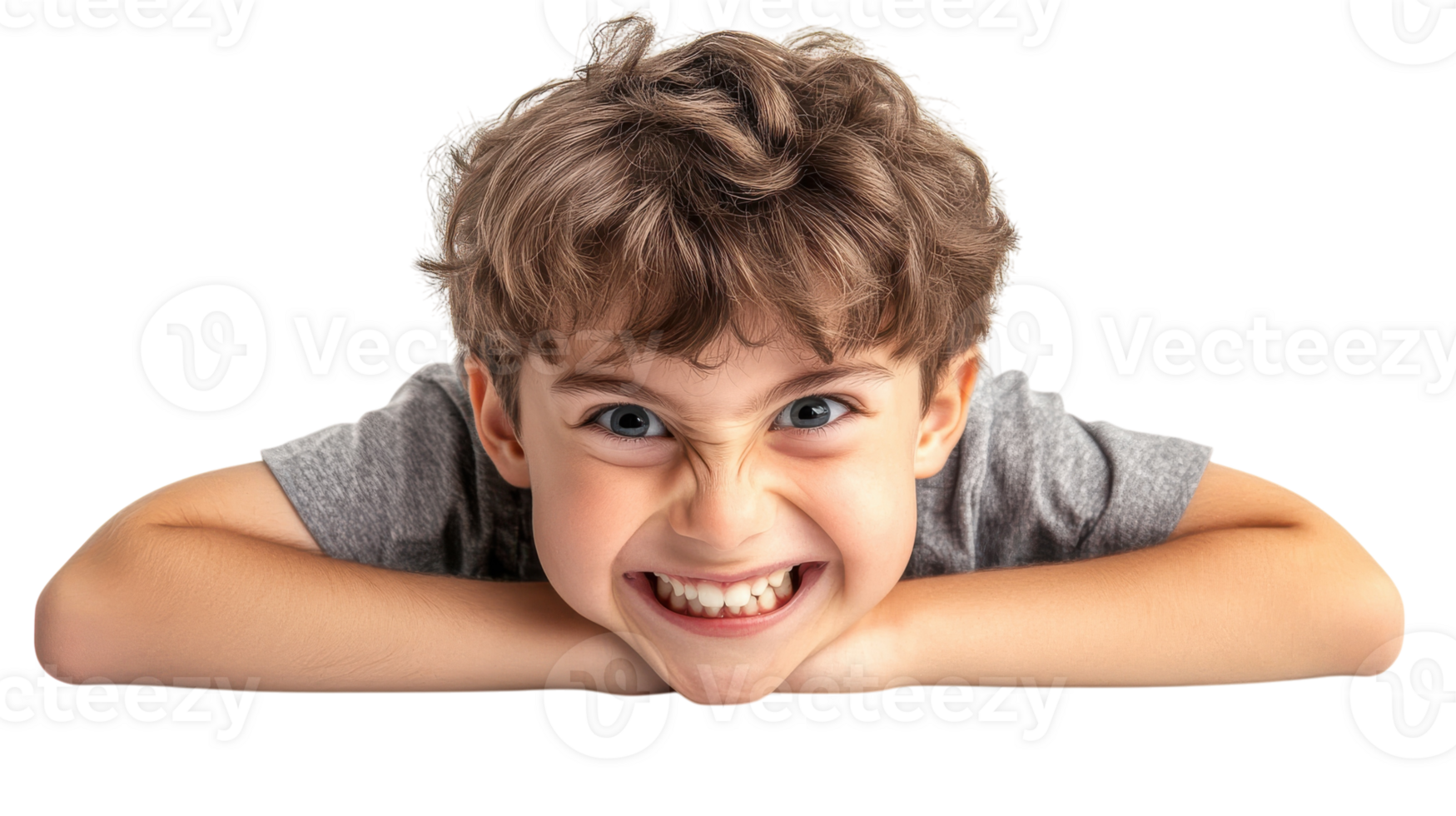 A boy is smiling and laying down png