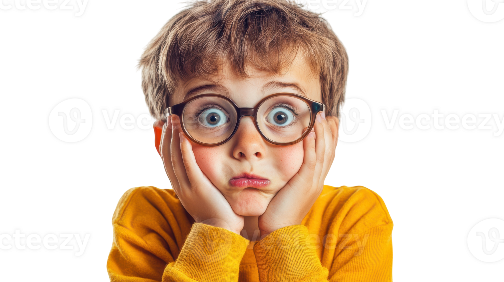 A boy with glasses on his face png
