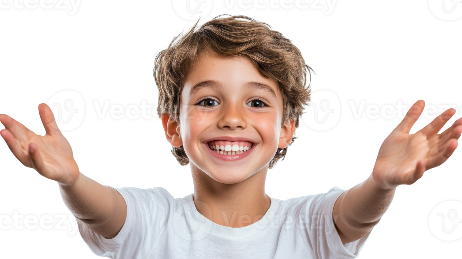 A boy with his hands up in the air png