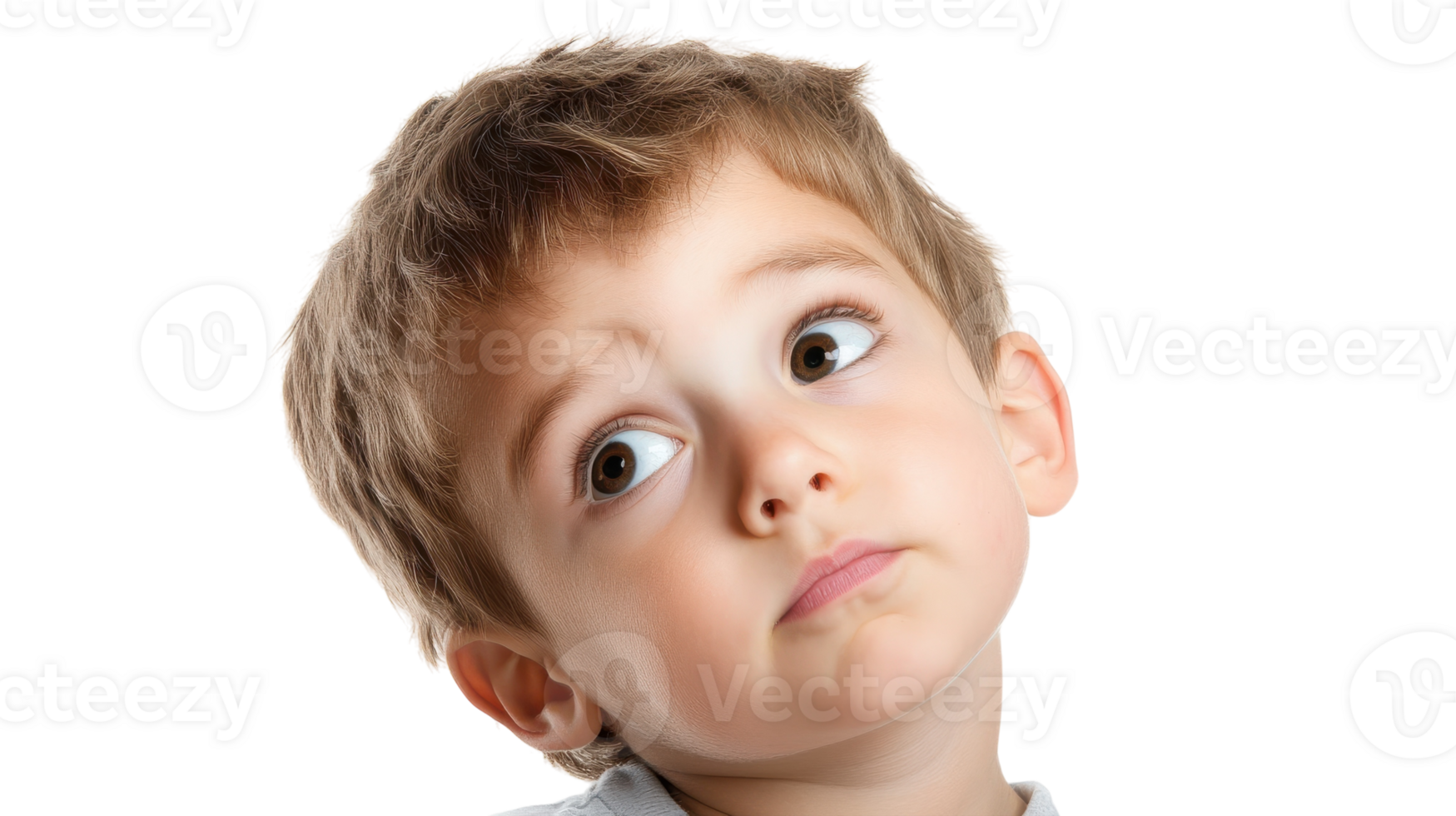 A young boy is looking up at something png