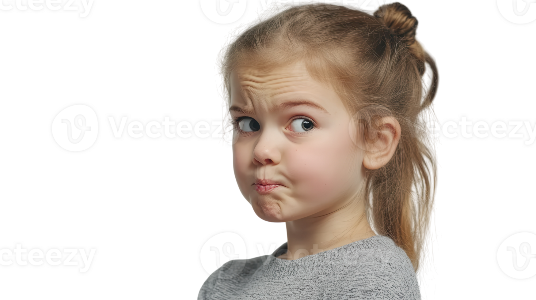 A little girl with a funny expression png