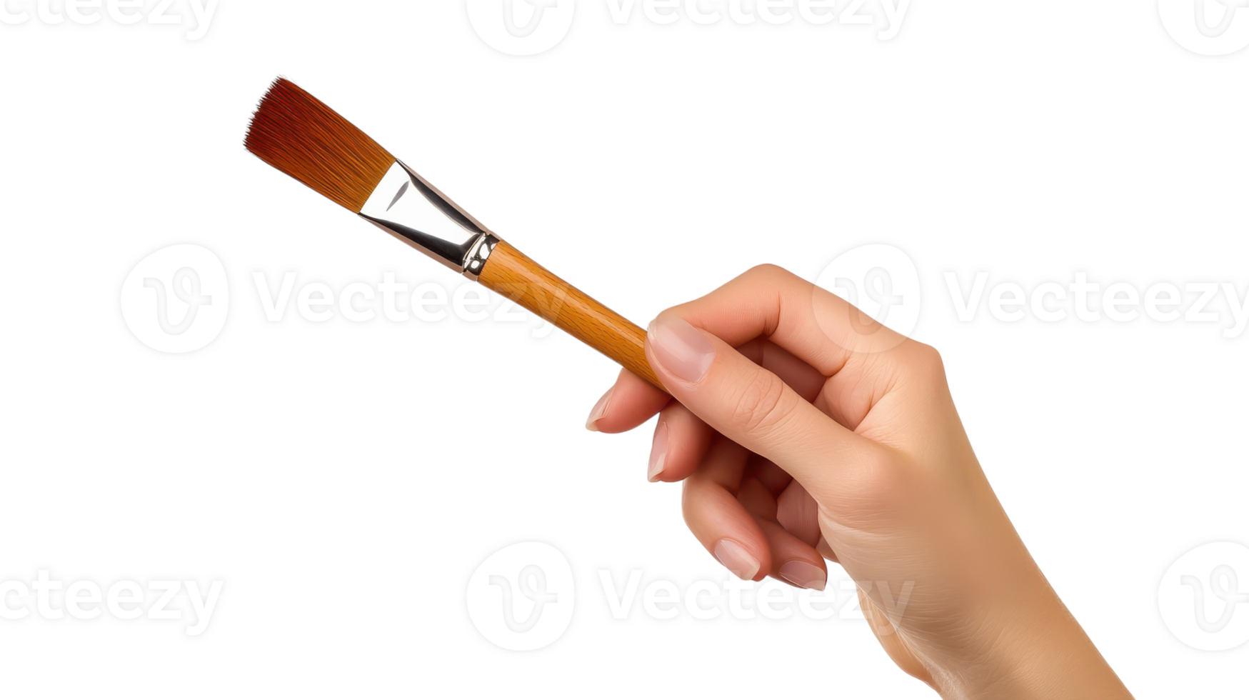 A hand holding a brush on a black background png