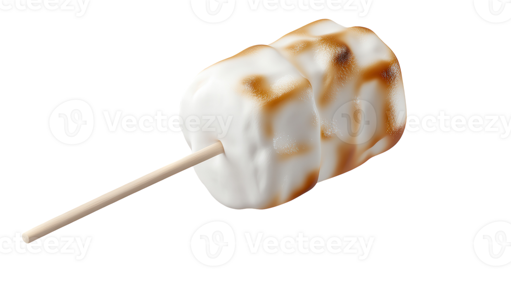 A marshmallow on a stick with a black background png