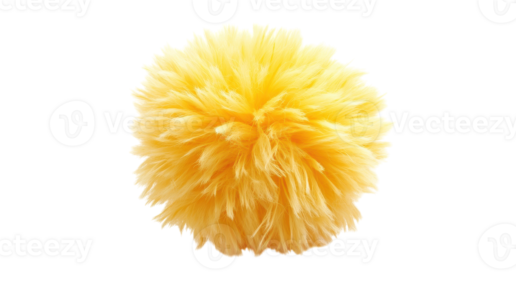 A Fluffy Yellow Pom Pom Ball on a White Background Perfect for Craft and Decoration Projects. png