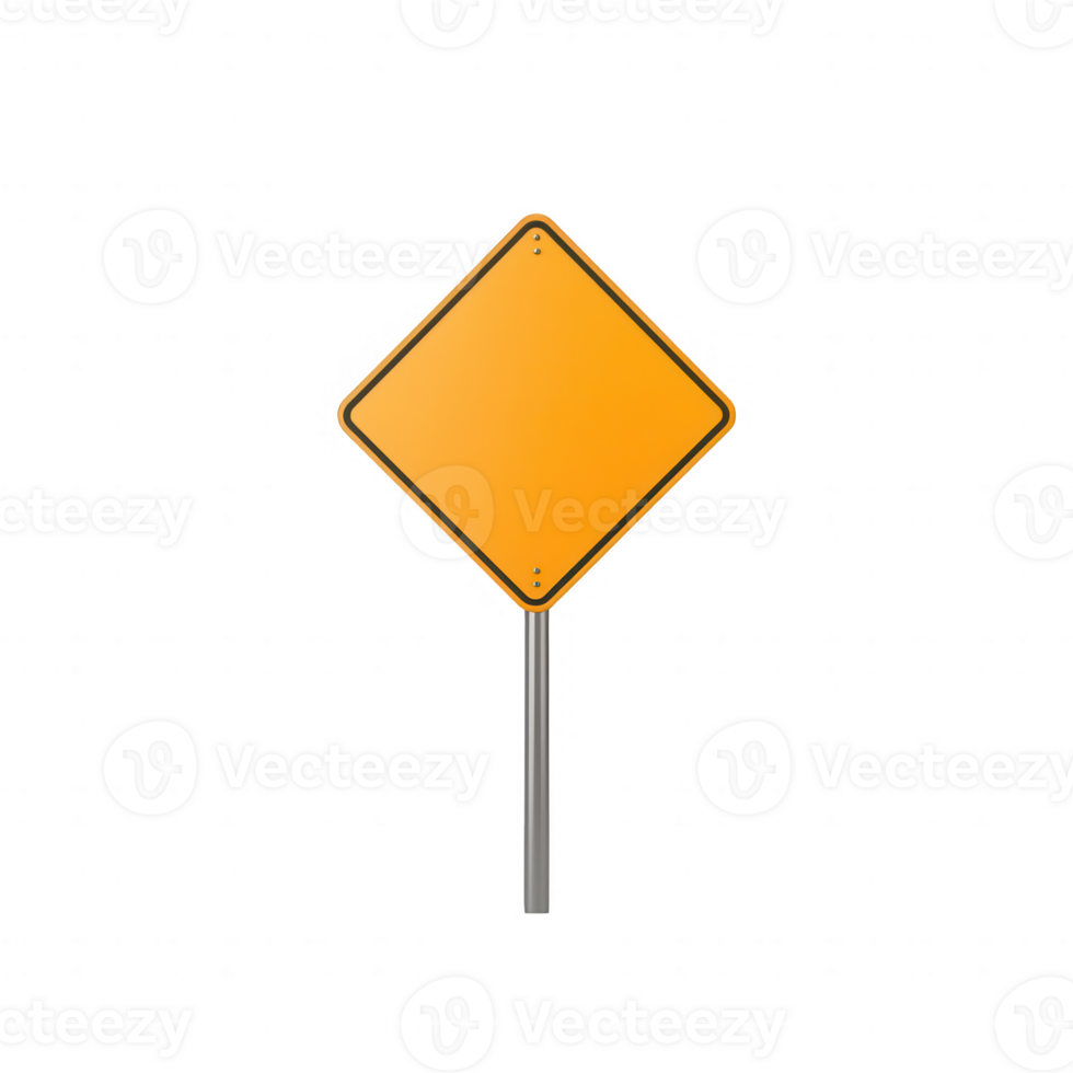 A bright orange diamond-shaped traffic warning sign, isolated on a white background. png
