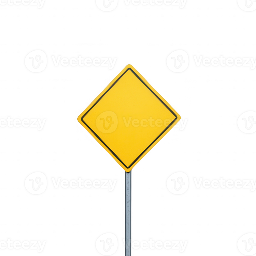 A blank yellow warning sign isolated on a dark background, ideal for caution visuals. png