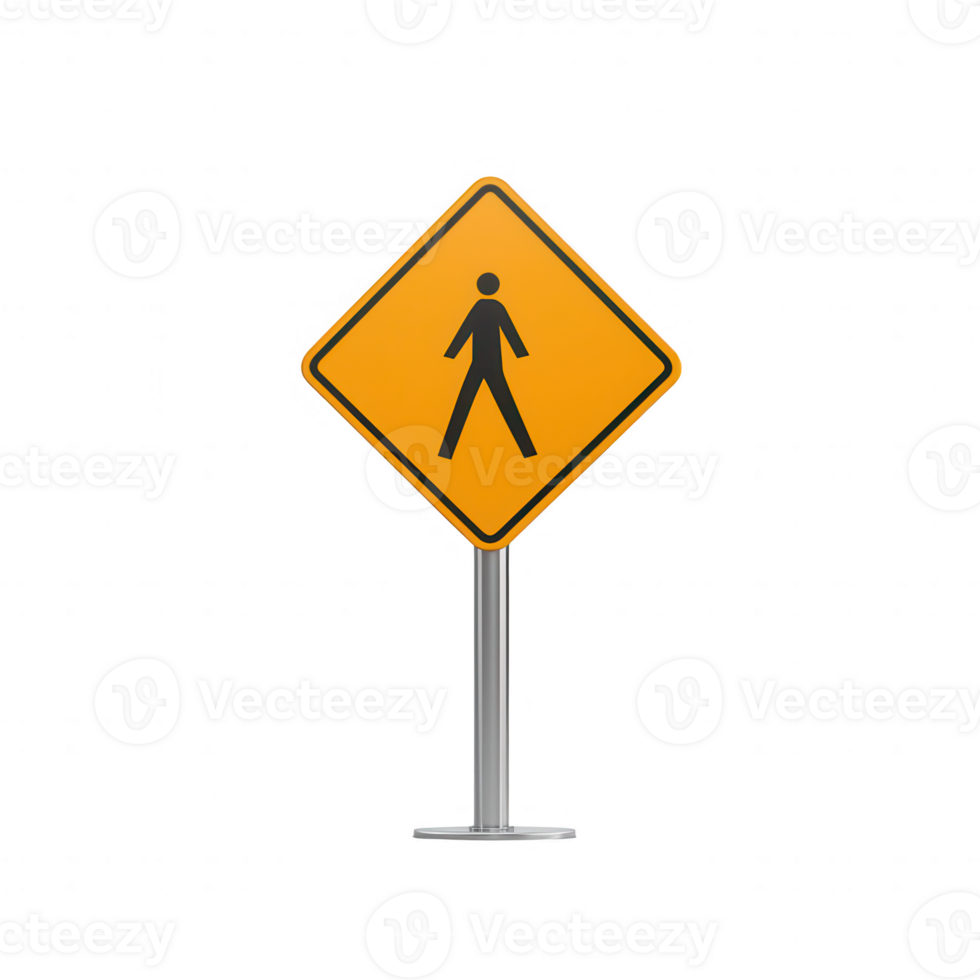 A pedestrian warning sign indicating caution for walkers in a construction zone. png