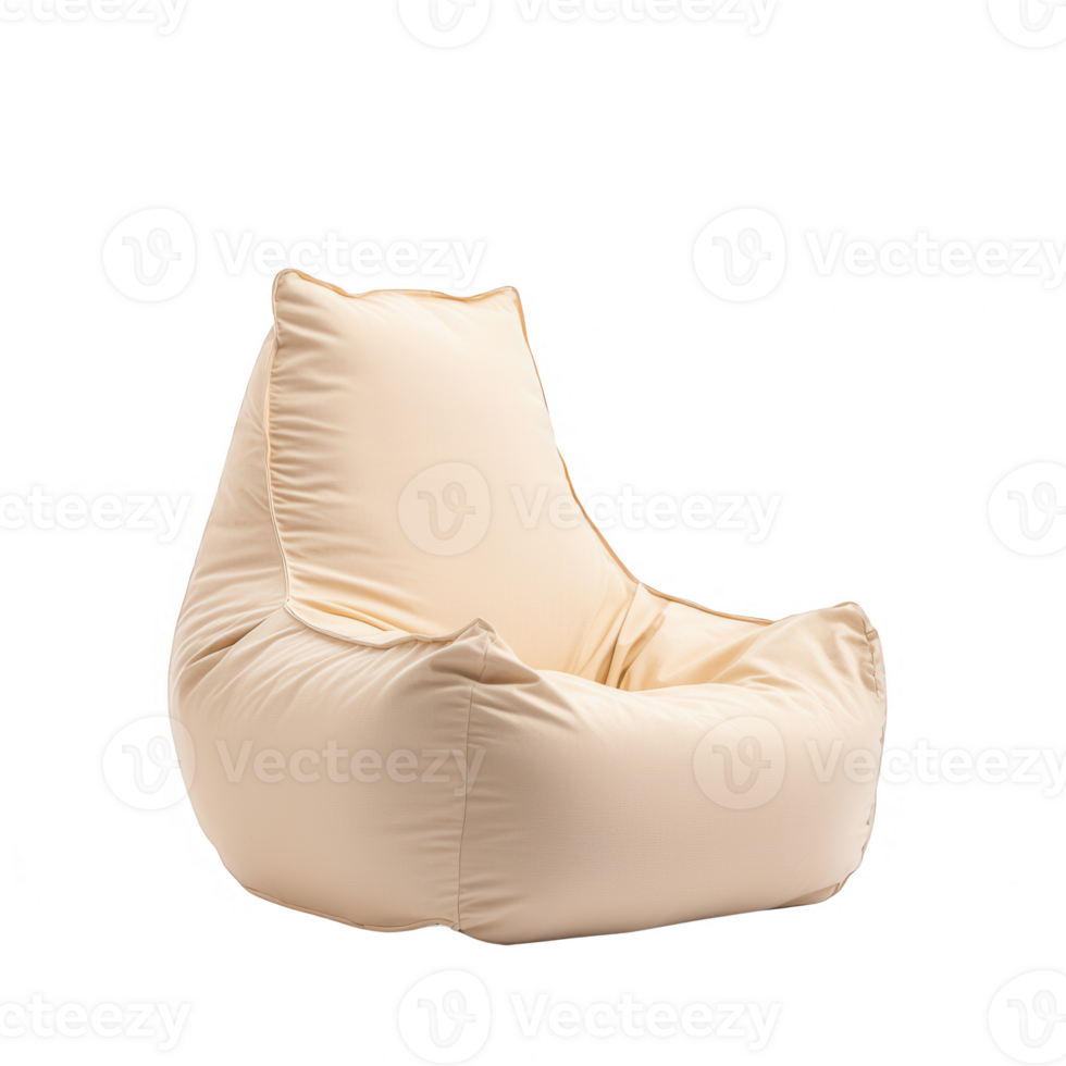 A cozy beige bean bag chair that adds comfort to any living space. png