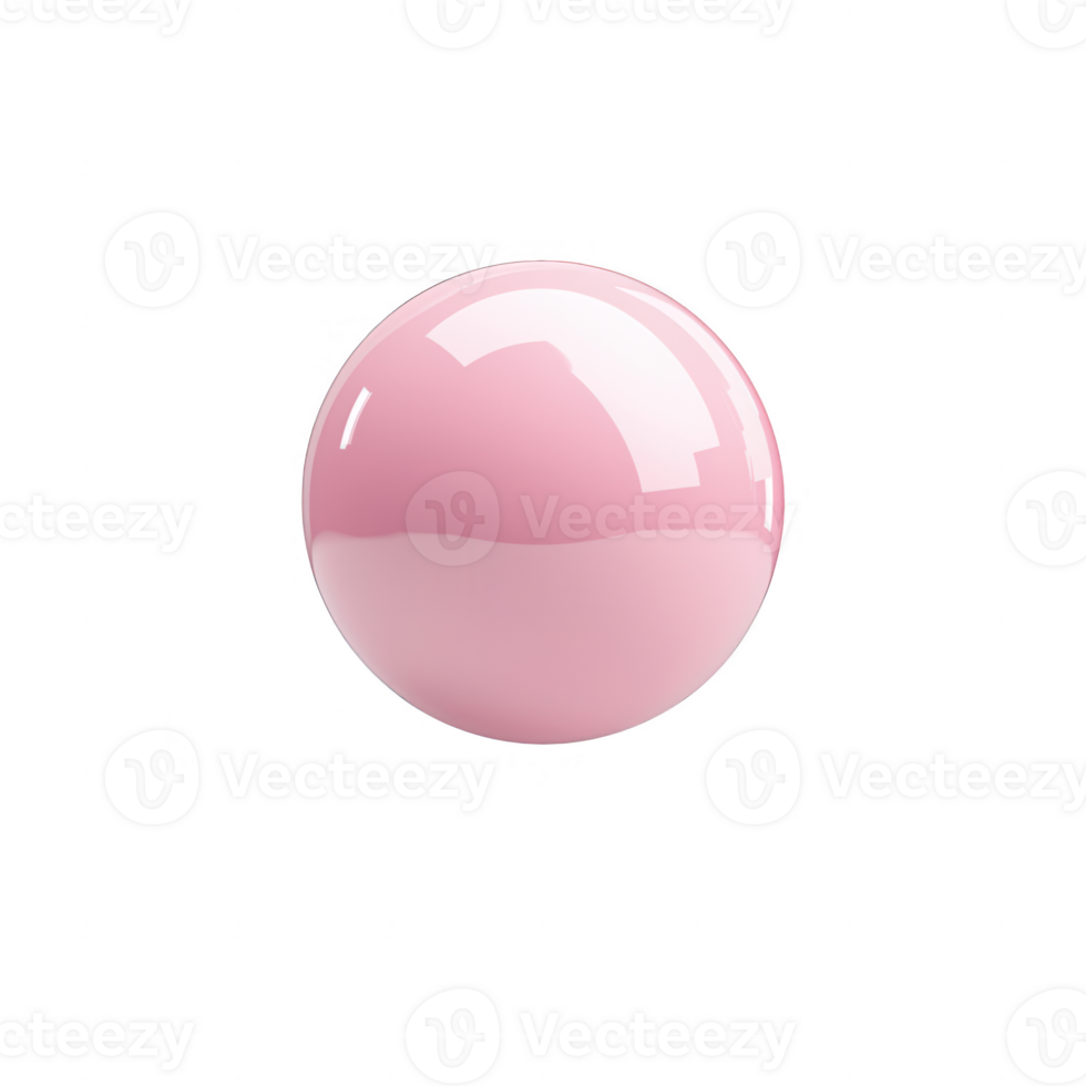 A glossy pink sphere with a smooth surface reflecting light elegantly. png