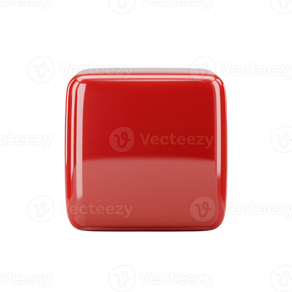 A glossy red square button with a smooth surface perfect for user interface design. png