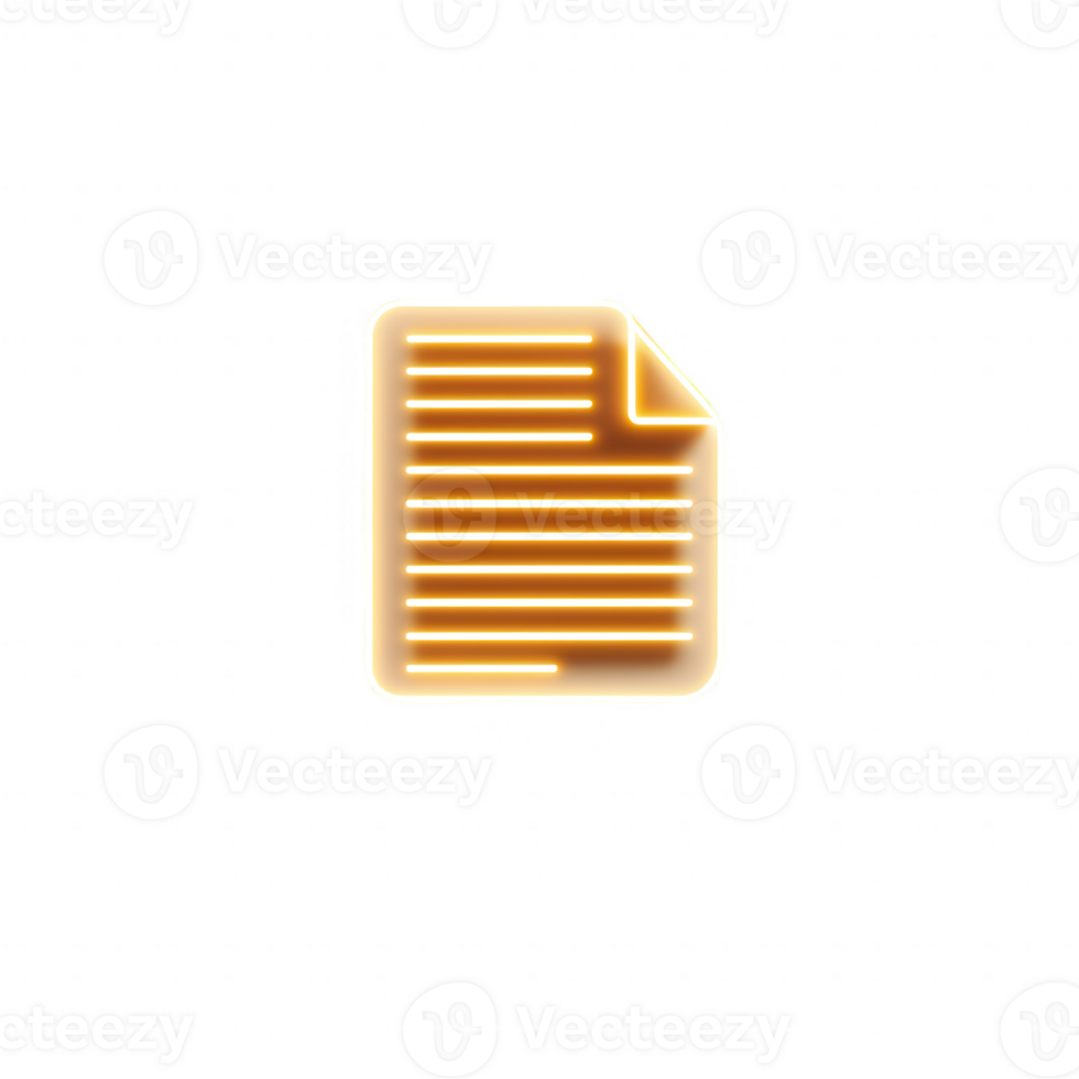 A glowing document icon symbolizing digital file management and information sharing. png