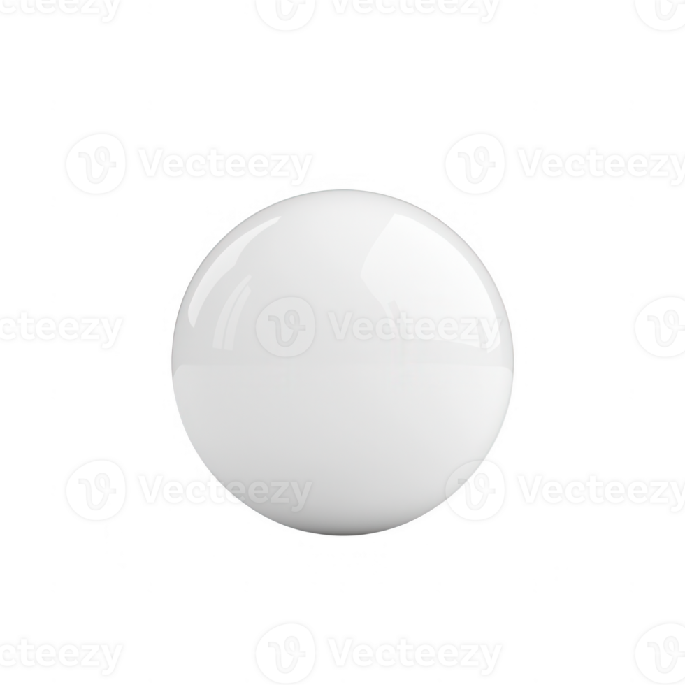 A pristine, glossy white sphere on a neutral background, ideal for design projects. png