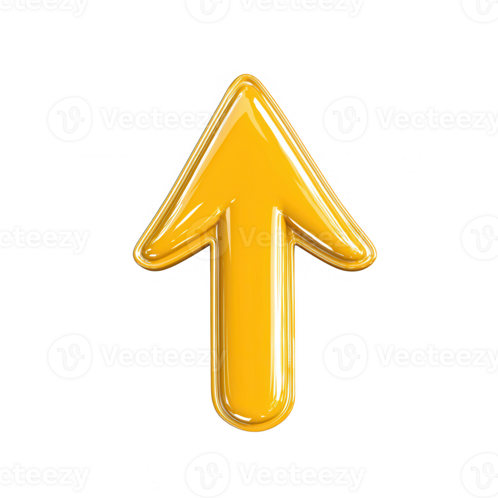 A shiny yellow arrow icon pointing upward, symbolizing progress and direction. png