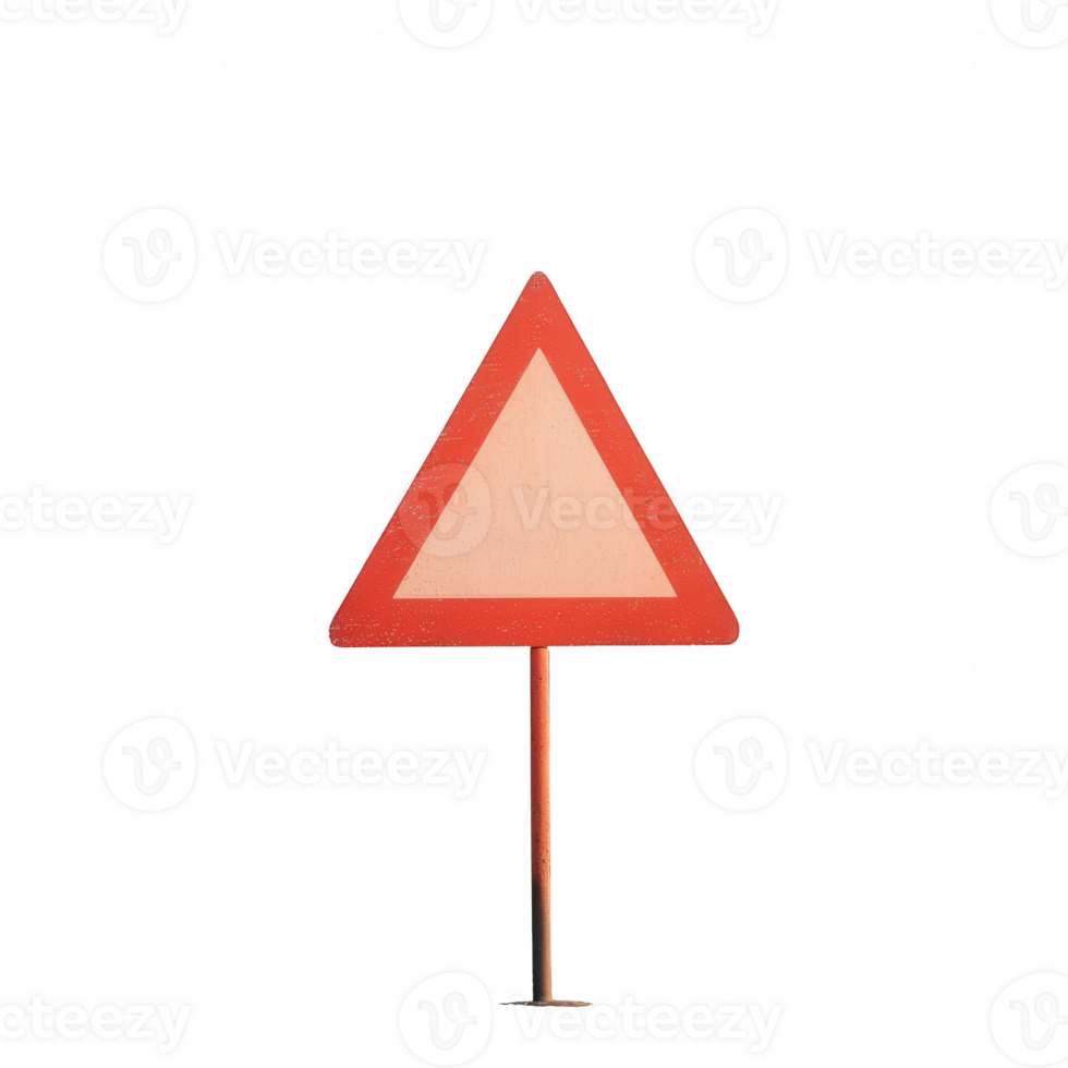 A triangular warning sign alerting drivers of potential hazards ahead. png