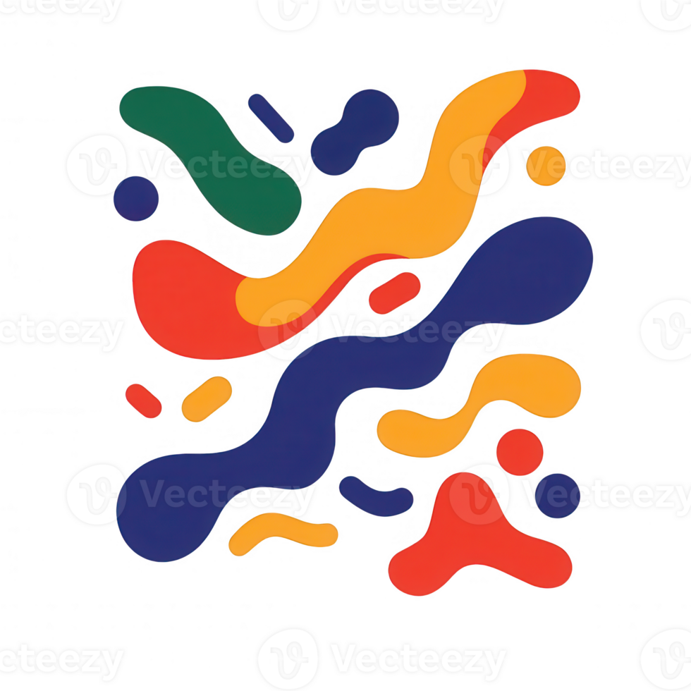 A vibrant abstract design featuring colorful fluid shapes and patterns. png