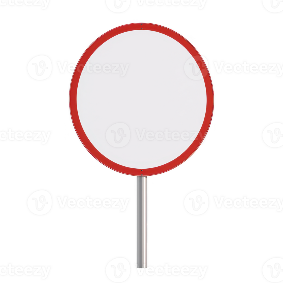 Blank round sign on a pole for customizable traffic or informational use. png
