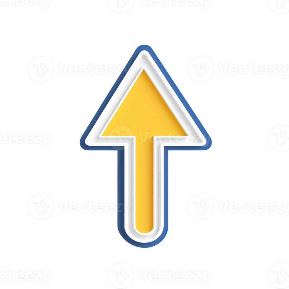 A vibrant yellow arrow icon indicating direction and guidance for user interface designs. png