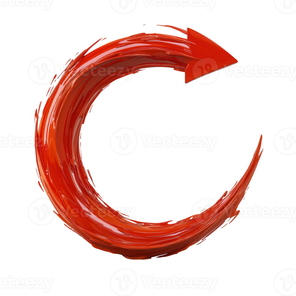 Bold red swirl with arrow, symbolizing motion and direction in design. png