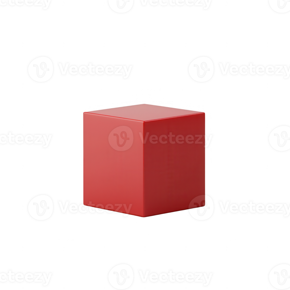 A vibrant red cube isolated on a clean background for creative design. png